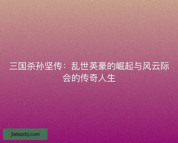 三国杀孙坚传：乱世英豪的崛起与风云际会的传奇人生